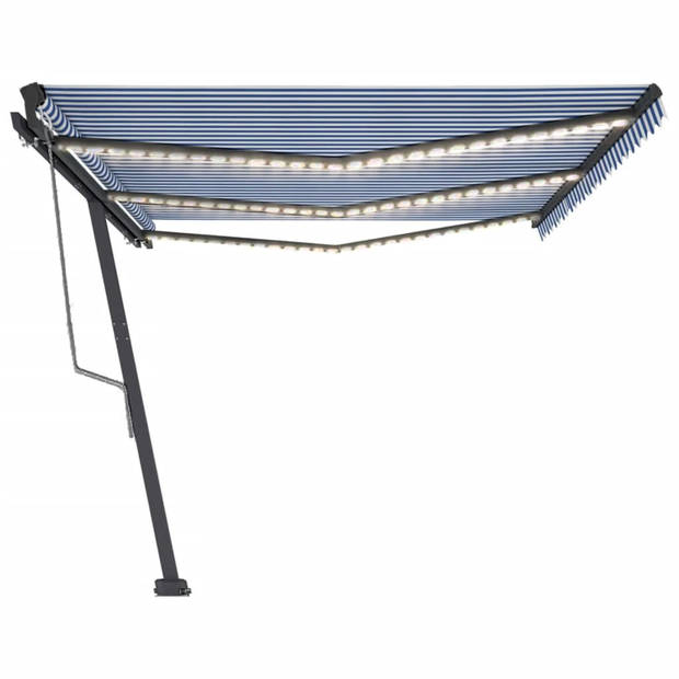 vidaXL Luifel automatisch met LED en windsensor 600x300 cm blauw wit