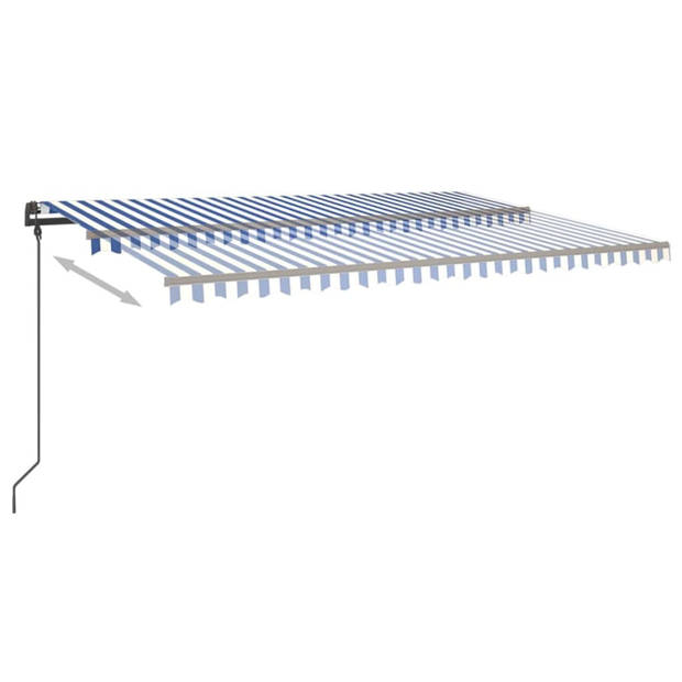 vidaXL Luifel automatisch met LED en windsensor 6x3 m blauw en wit