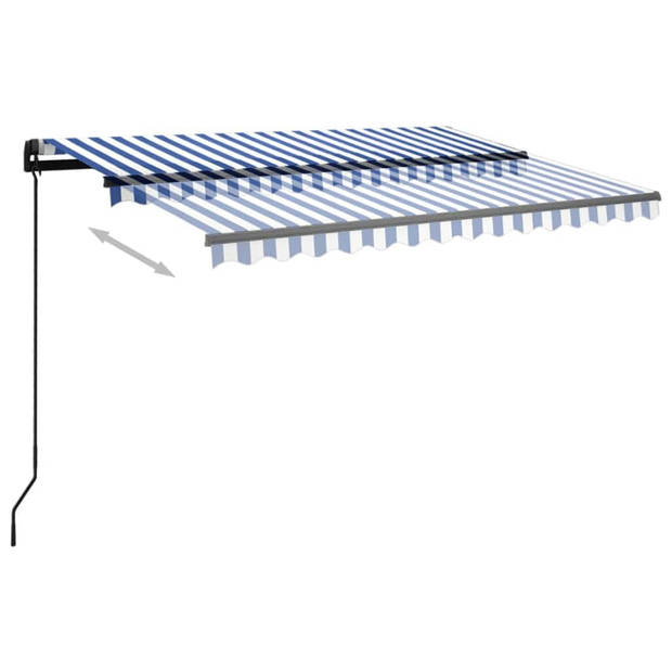 vidaXL Luifel handmatig uittrekbaar met LED 3,5x2,5 m blauw en wit