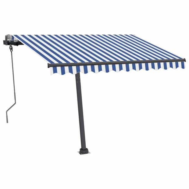 vidaXL Luifel handmatig uittrekbaar met LED 300x250 cm blauw en wit