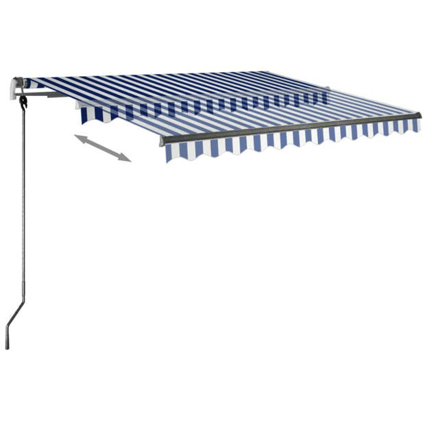 vidaXL Luifel handmatig uittrekbaar met LED 300x250 cm blauw en wit