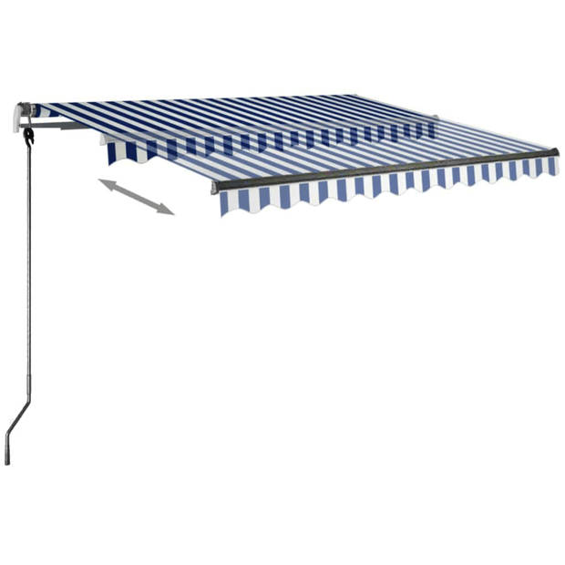 vidaXL Luifel handmatig uittrekbaar met LED 350x250 cm blauw en wit