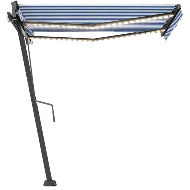 vidaXL Luifel automatisch met LED en windsensor 350x250 cm blauw wit