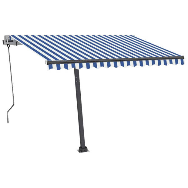 vidaXL Luifel automatisch met LED en windsensor 350x250 cm blauw wit