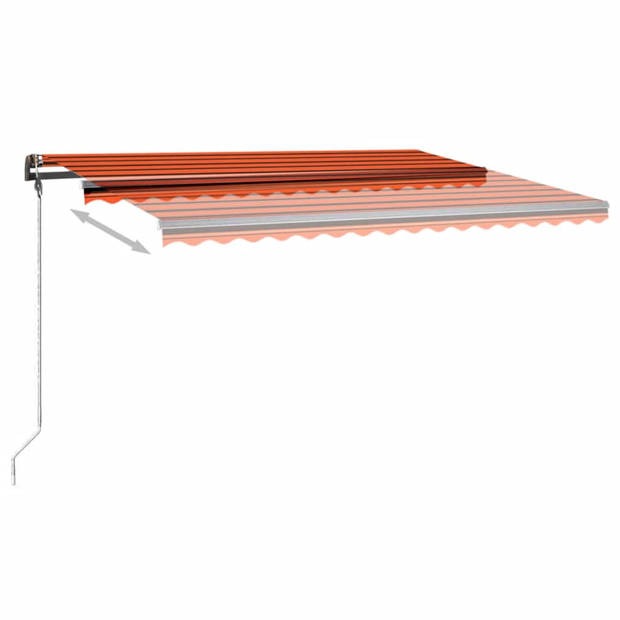 vidaXL Luifel handmatig uittrekbaar met LED 450x300 cm oranje en bruin