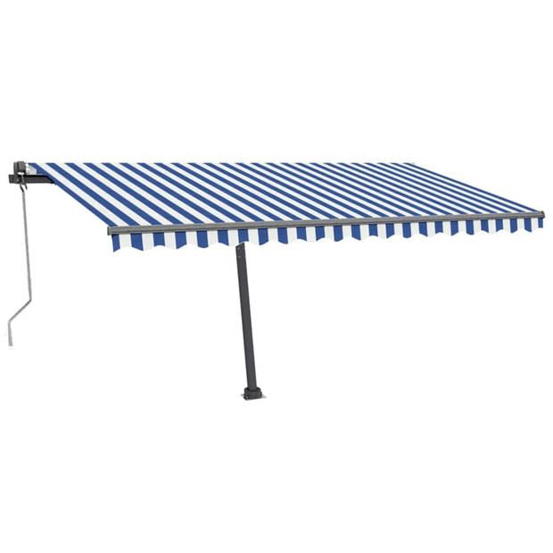 vidaXL Luifel vrijstaand automatisch 450x300 cm blauw en wit