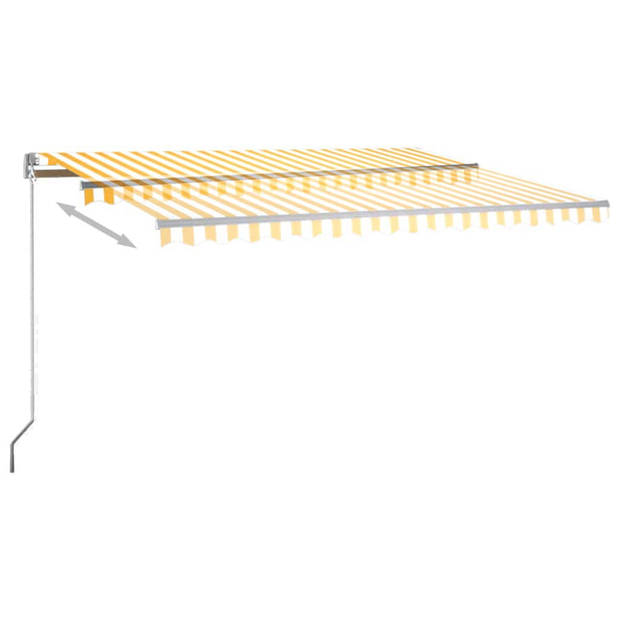 vidaXL Luifel automatisch met LED en windsensor 450x300 cm geel en wit