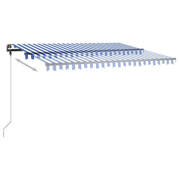 vidaXL Luifel handmatig uittrekbaar met LED 450x350 cm blauw en wit