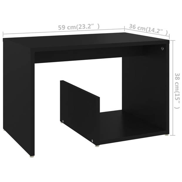 The Living Store Woonkamertafel - 59 x 36 x 38 cm - zwart - spaanplaat