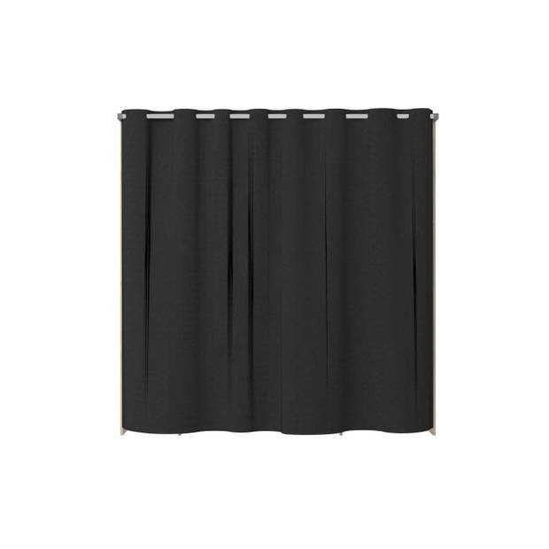 EKIPA Kleedkamer met gordijn - Jackson eiken en zwart decor - L 198 x D 48 x H 203 cm - COMO