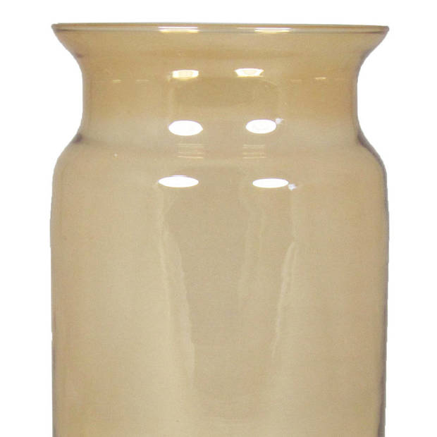 Bloemenvaas - amber geel/transparant glas - H29 x D16 cm - Vazen