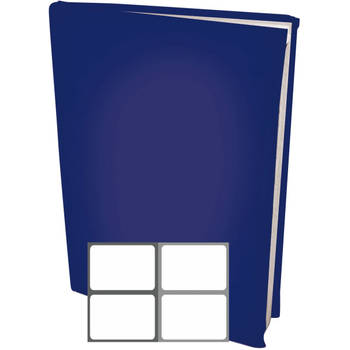 Rekbare Boekenkaften A4 - Blauw - 6 stuks inclusief grijze textiel labels