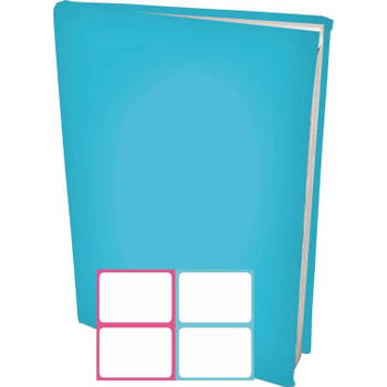 Rekbare Boekenkaften A4 - Aqua blauw - 6 stuks inclusief kleur textiel labels