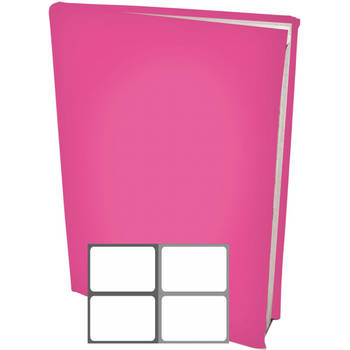 Rekbare Boekenkaften A4 - Roze - 6 stuks inclusief grijze labels