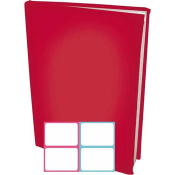 Rekbare Boekenkaften A4 - Rood - 6 stuks inclusief kleur labels