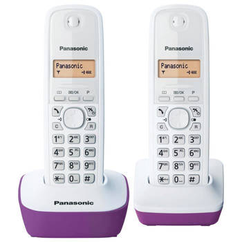 Panasonic kx-tg1612frf duo-telefoon zonder bestand zonder antwoordapparaat wit paars