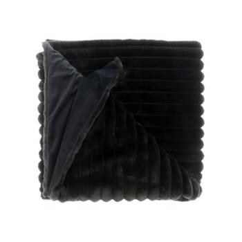 Unique Living Peppe fleece plaid - Fleece polyester - 150x200 cm - Black