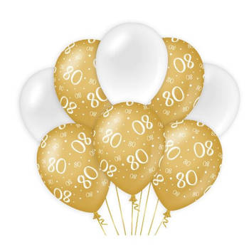Paper Dreams ballonnen 80 jaar dames latex goud/wit
