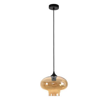 Artdelight Hanglamp Toronto Ø 27 cm amber glas zwart
