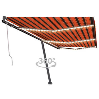 vidaXL Luifel automatisch met LED windsensor 600x300 cm oranje bruin