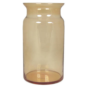 Bloemenvaas - amber geel/transparant glas - H29 x D16 cm - Vazen