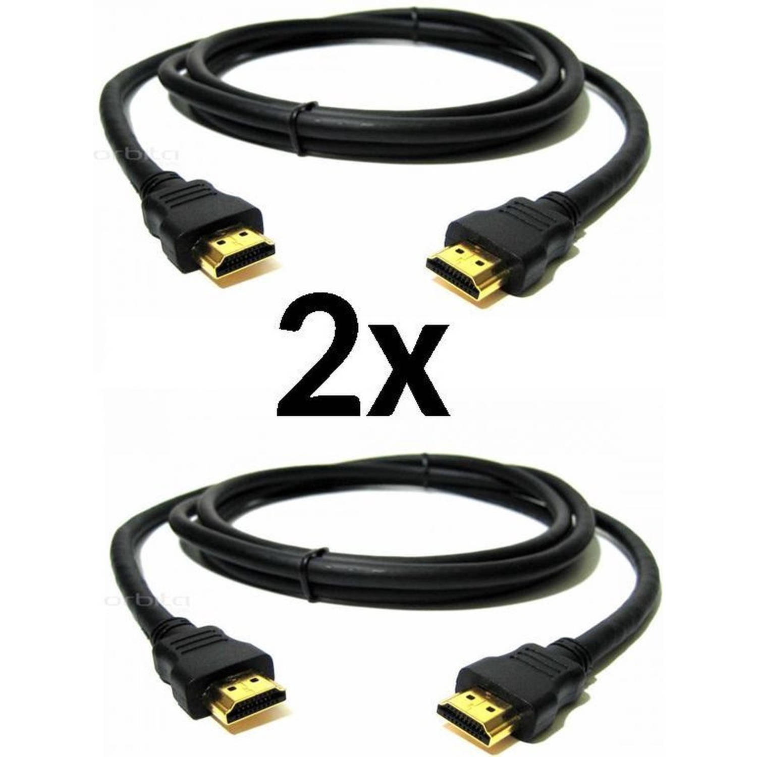 2 x HDMI Kabel 1.4 Full HD Gold Plated - HDMI naar HDMI Kabel - Kabels - Ultra HD 4K - TV / PC / Laptop / Console 1,5