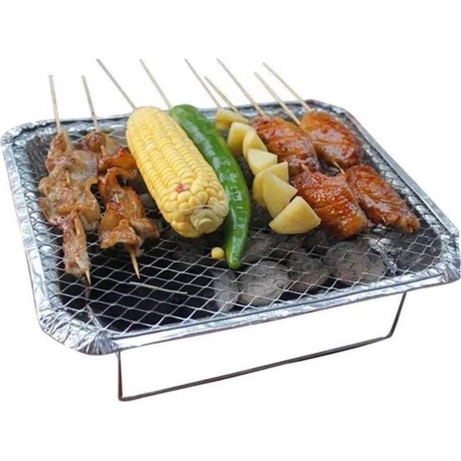 Zilver Verrast Schat 5 Stuks Barbecue - Instant - Wegwerp - Buiten barbecue - Tafel - Rooster -  Picknick - Barbecue accessoires - Grill | Blokker