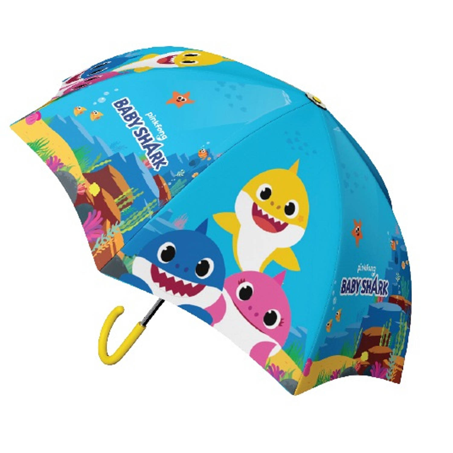 Pinkfong paraplu Baby Shark jongens 38 cm polyester geel/blauw