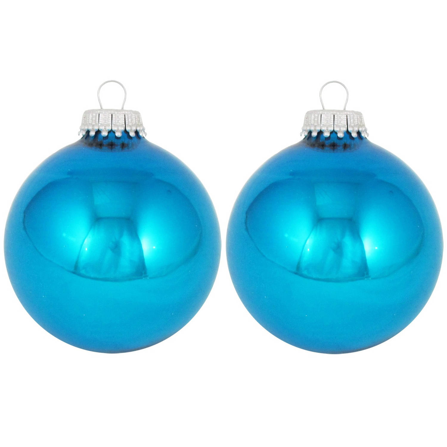 24x Hawaii Blauwe Glazen Kerstballen Glans 7 Cm Kerstboomversiering Kerstbal