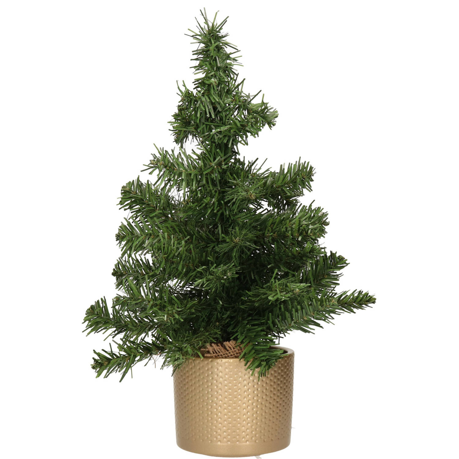 Mini Kunstboom-kunst Kerstboom Groen 45 Cm Met Gouden Pot Kunstkerstboom