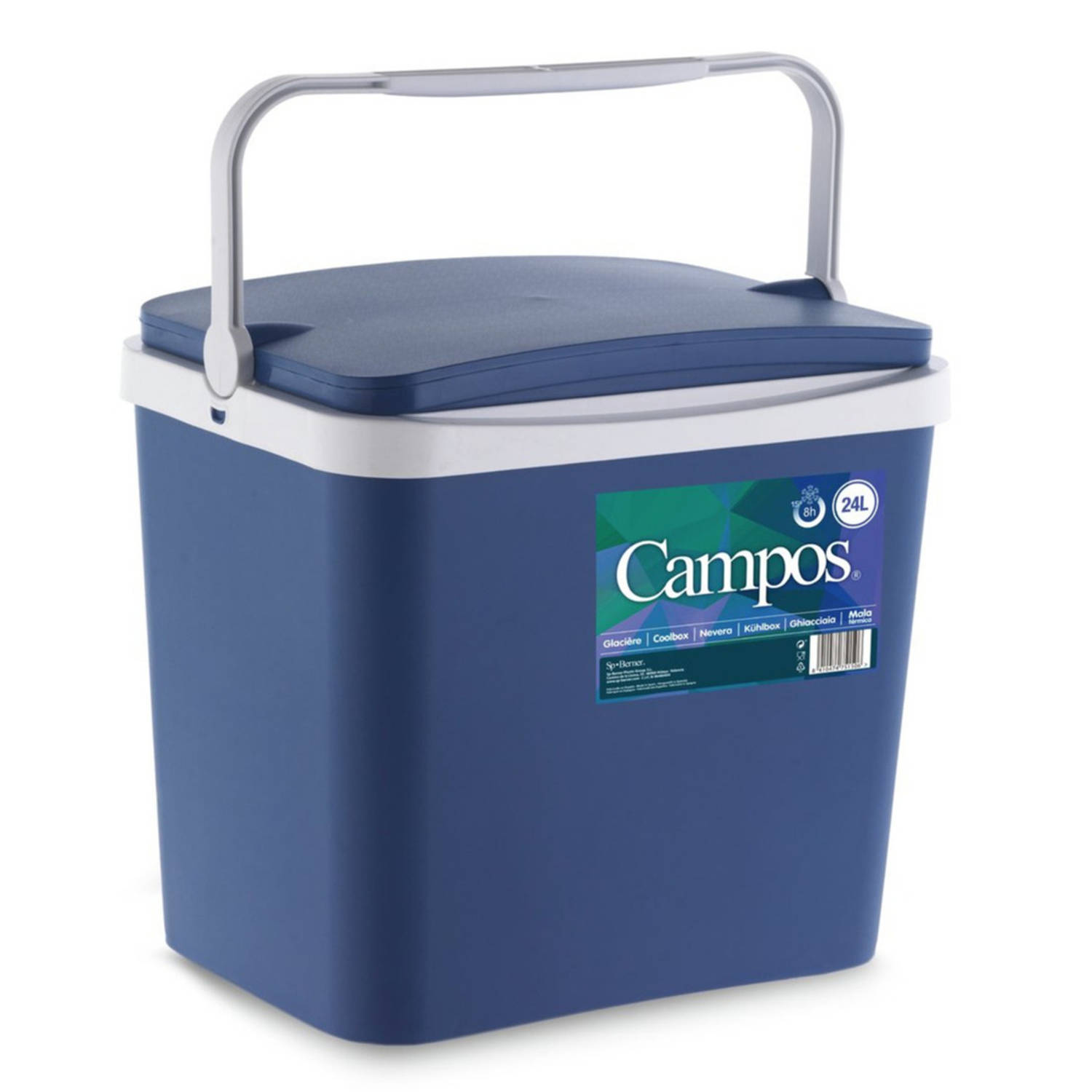Gerimport koelbox 24 liter 40 x 52 cm blauw-wit
