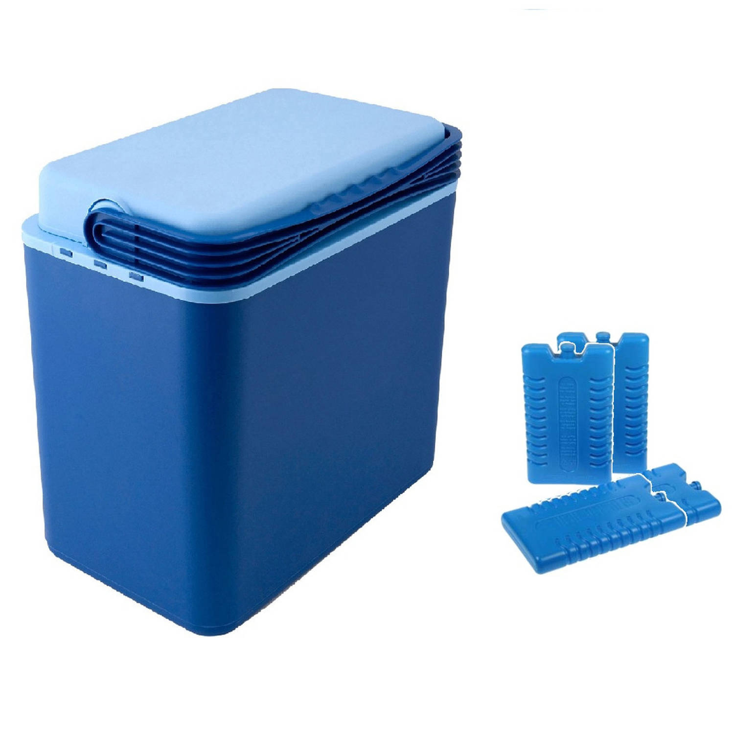 Koelbox donkerblauw 24 liter 39 x 25 x 40 cm incl. 4 koelelementen - Koelboxen