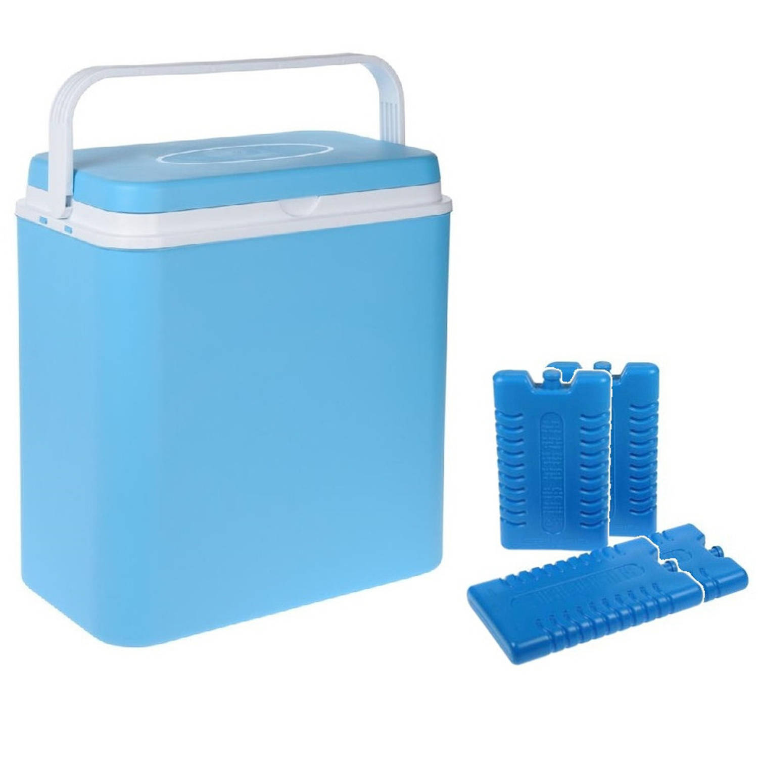 Koelbox lichtblauw 24 liter 39 x 25 x 38 cm incl. 4 koelelementen - Koelboxen