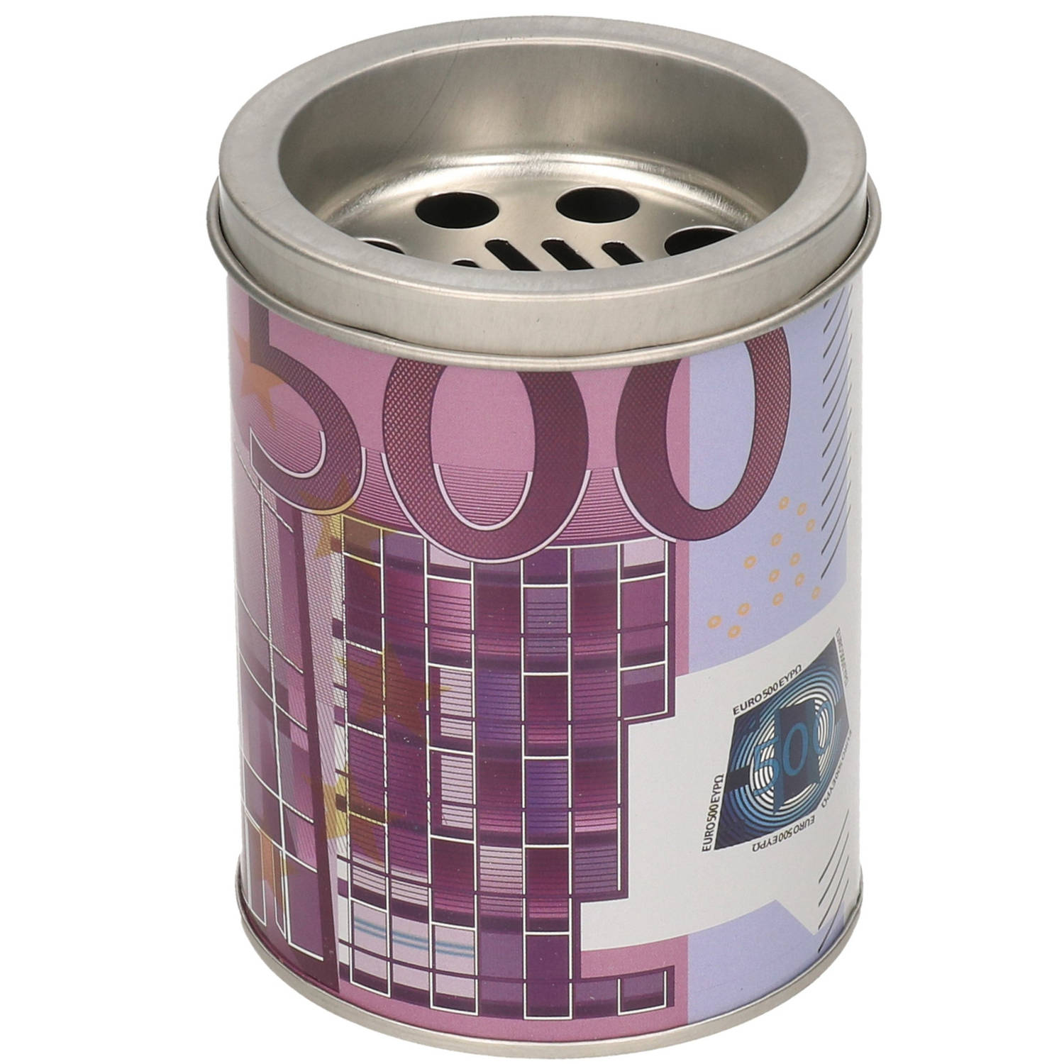 Paarse asbak briefgeld opdruk 500 euro 10 cm - Asbakken