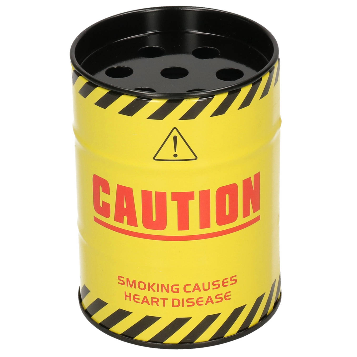 Asbak olievat geel Caution 10 cm - Asbakken