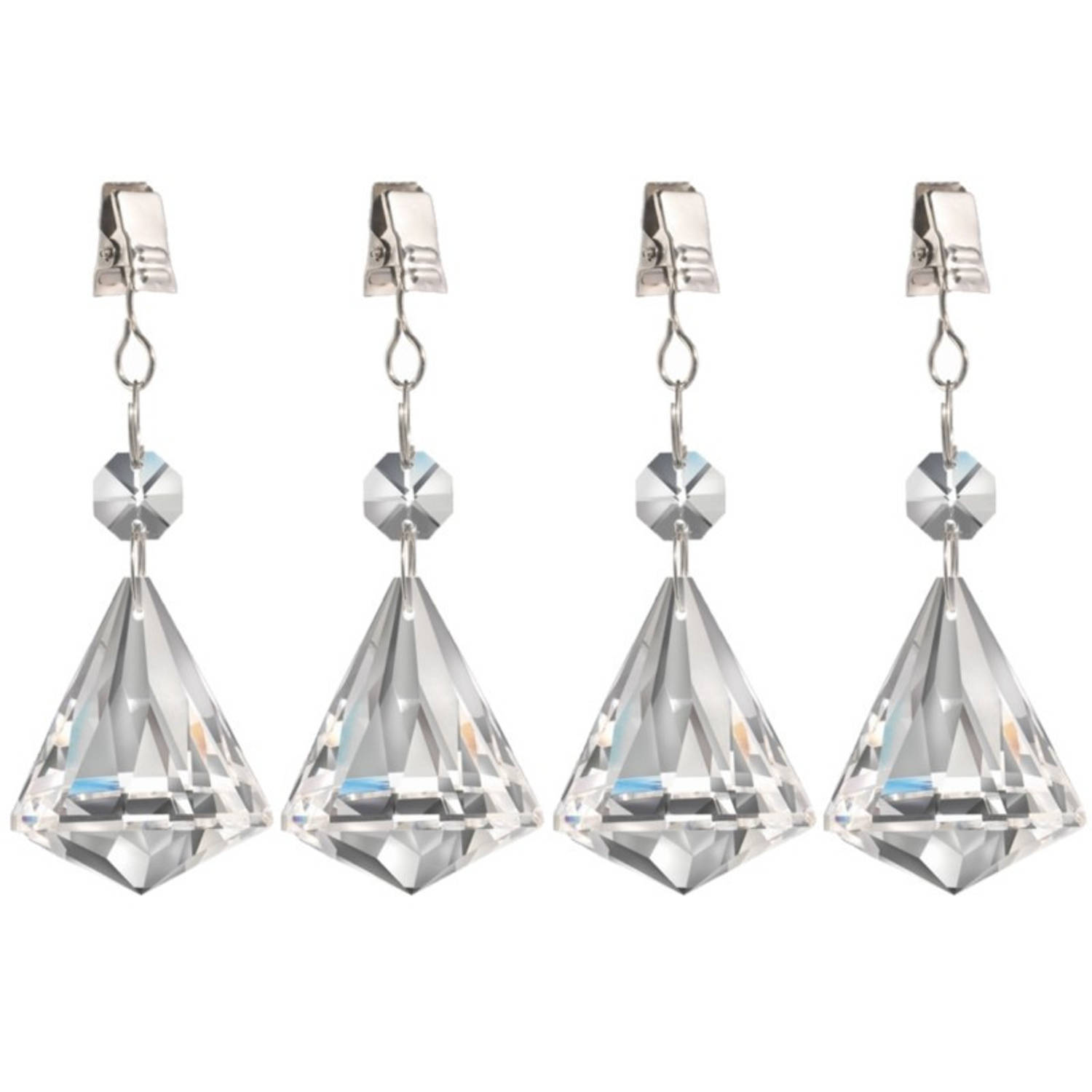 4x stuks tafelkleedgewichtjes kristallen diamant glas - Tafelkleedgewichten