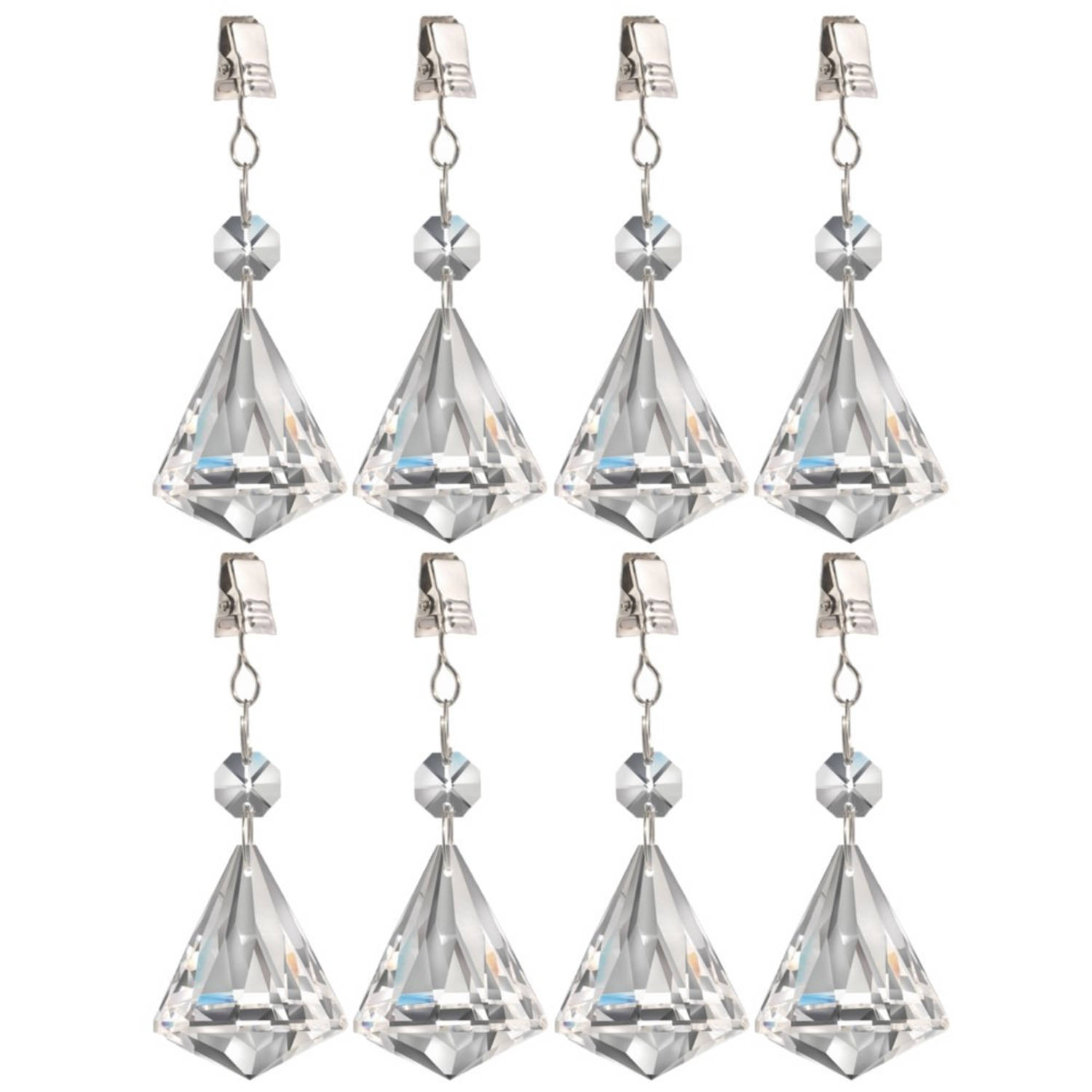 8x Stuks Tafelkleedgewichtjes Kristallen Diamant Glas Tafelkleedgewichten