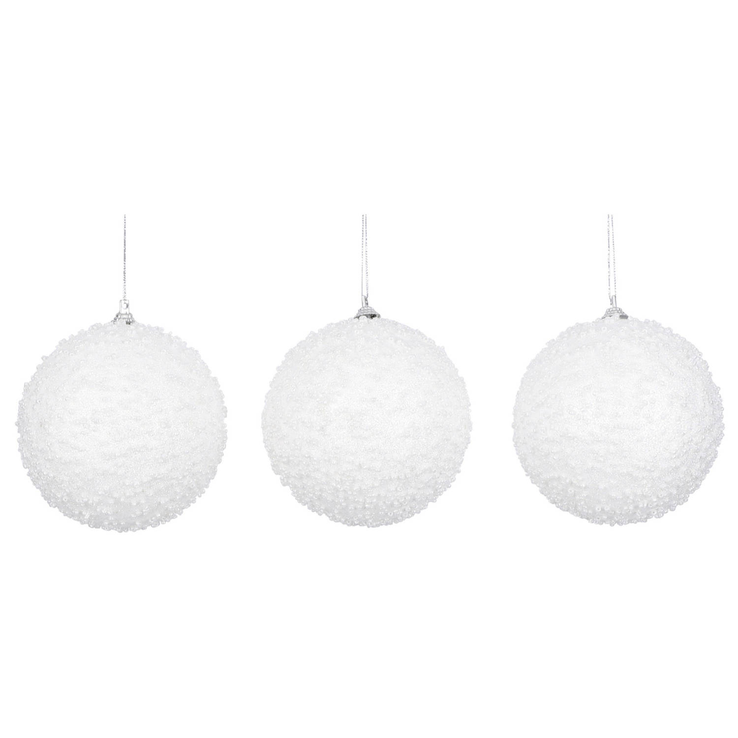 Luxe witte kerstballen 3 stuks 10 cm - Kerstbal
