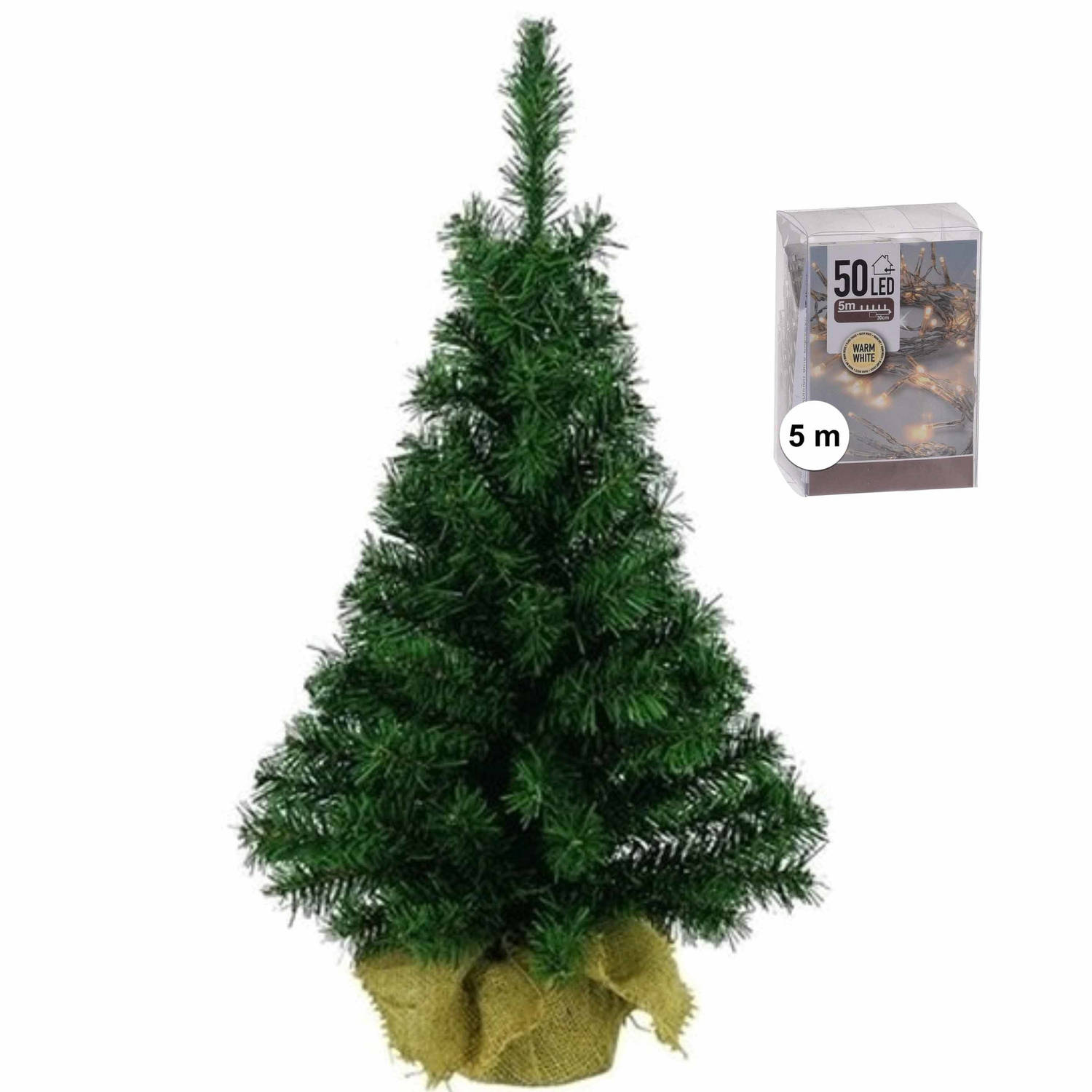 Kunst kerstboompje 45 cm met verlichting warm wit Kunstkerstboom