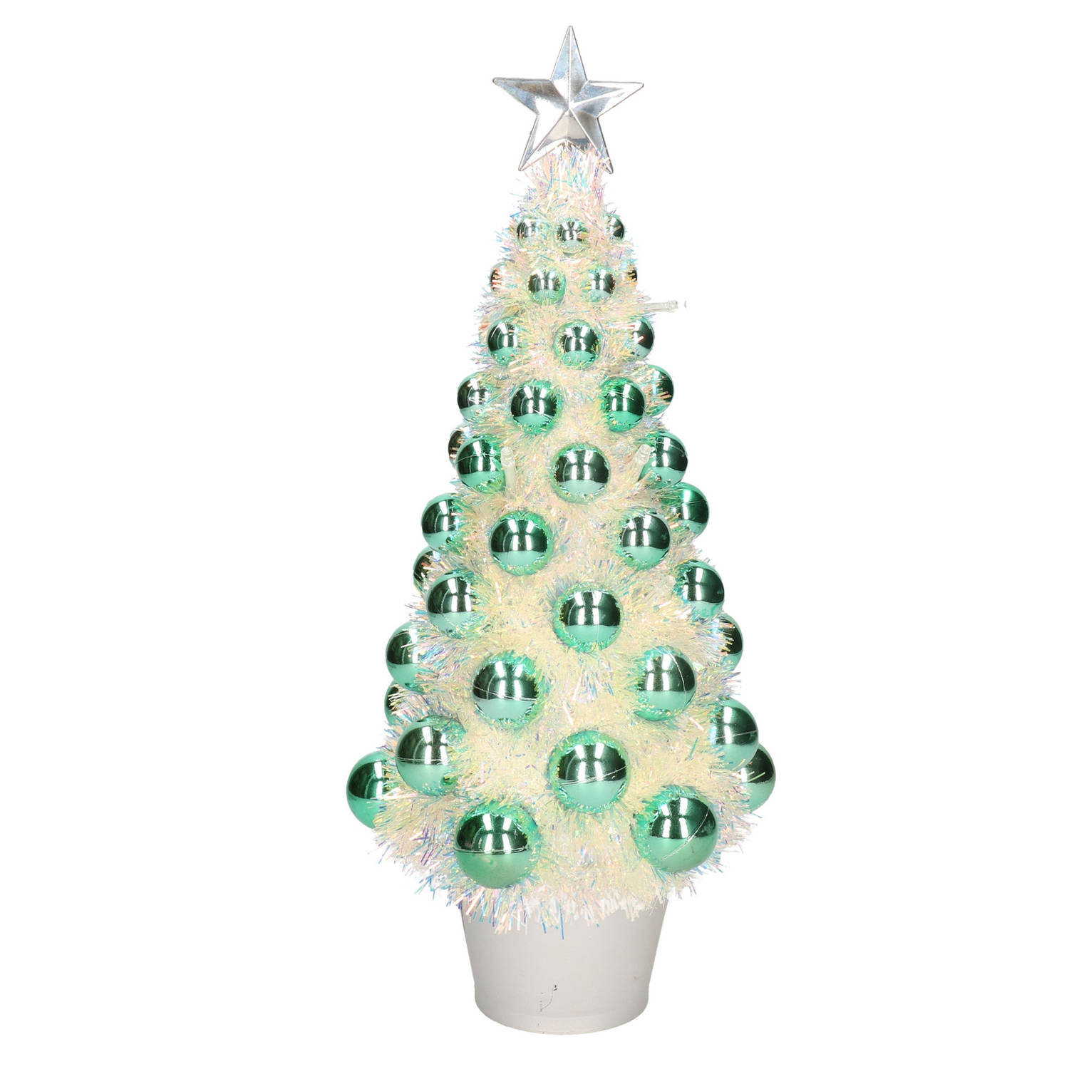 Complete Mini Kunst Kerstboom-Kunstboom Groen Met Lichtjes 40 Cm Kunstkerstboom