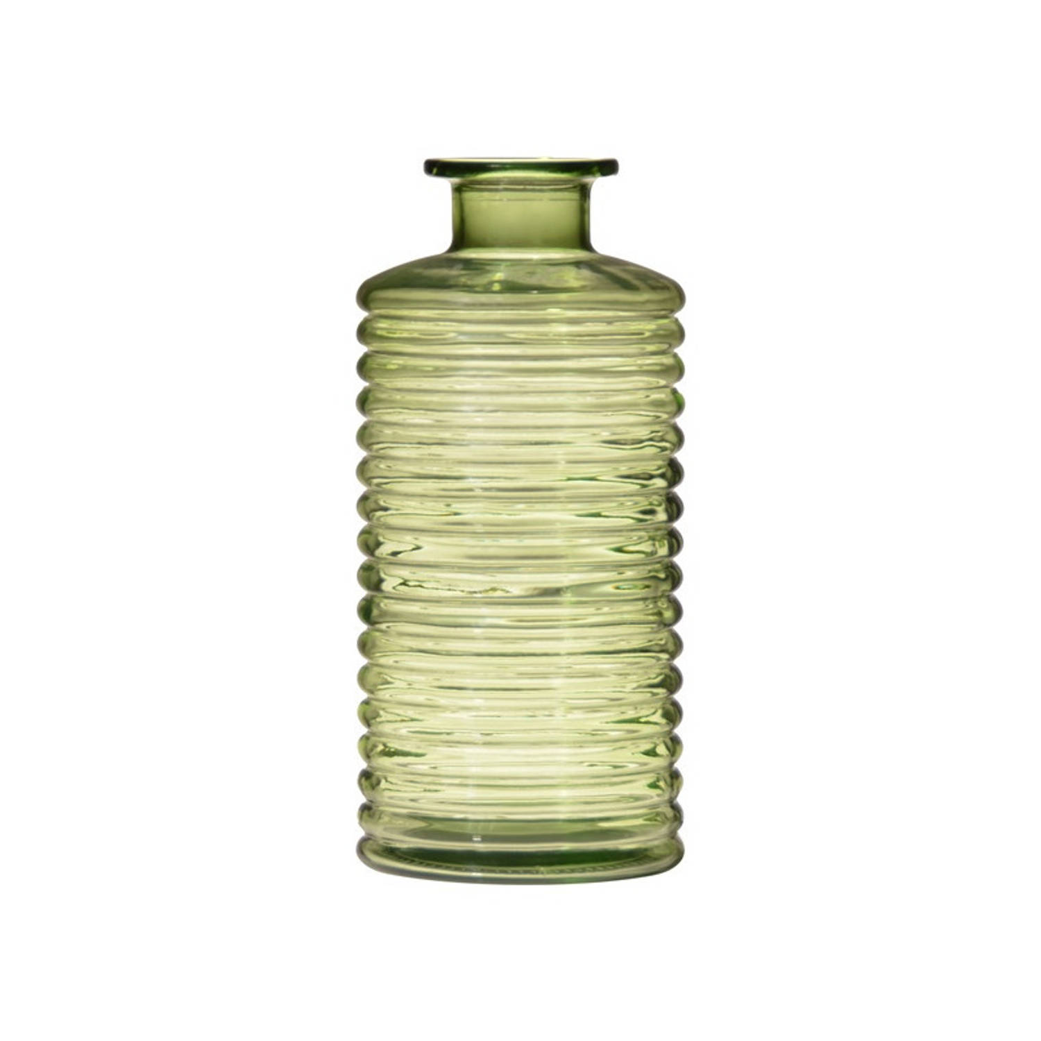 Glazen Stijlvolle Bloemenvaas Transparant Groen D9.5 En H21.5 Cm Vazen