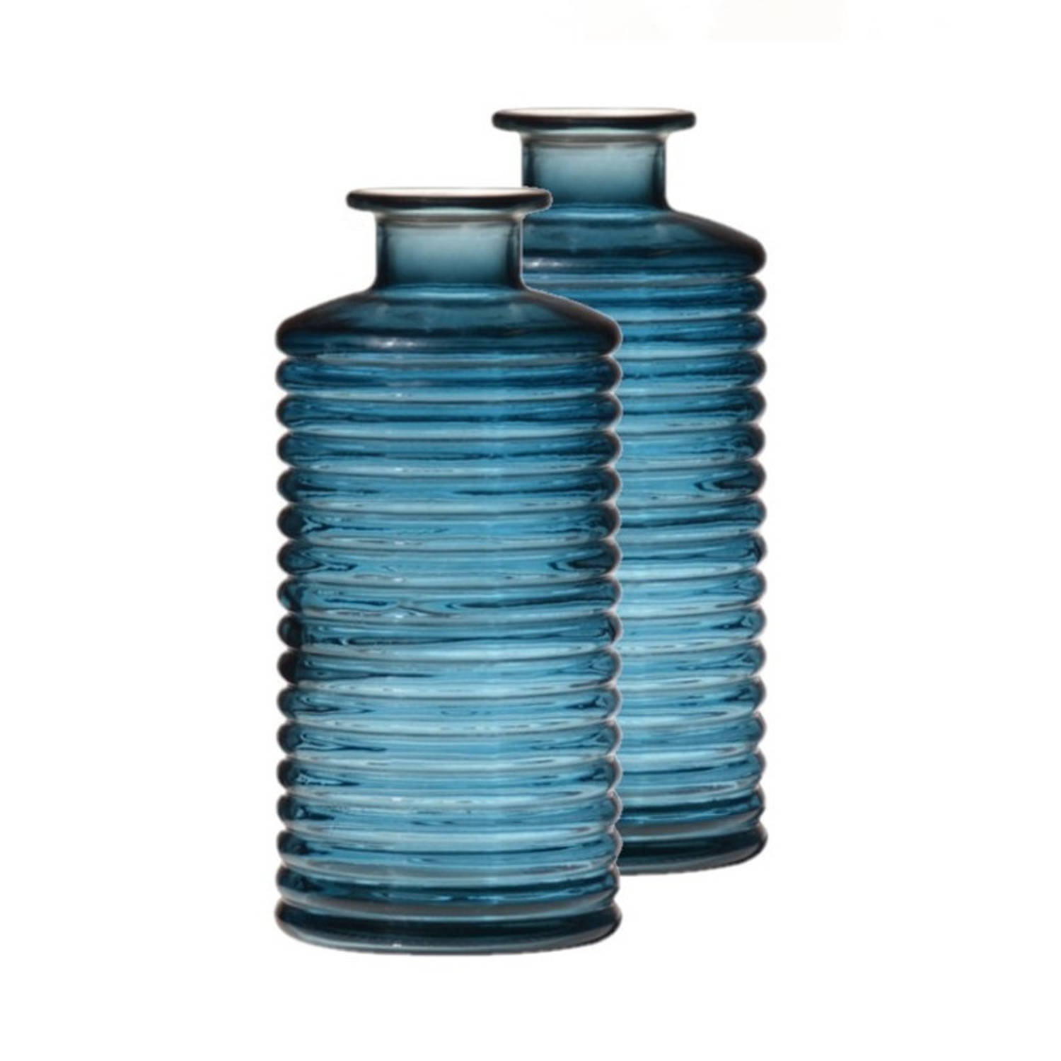 sleuf Beschikbaar snor Glazen stijlvolle bloemenvaas transparant blauw D9.5 en H21.5 cm - Vazen |  Blokker