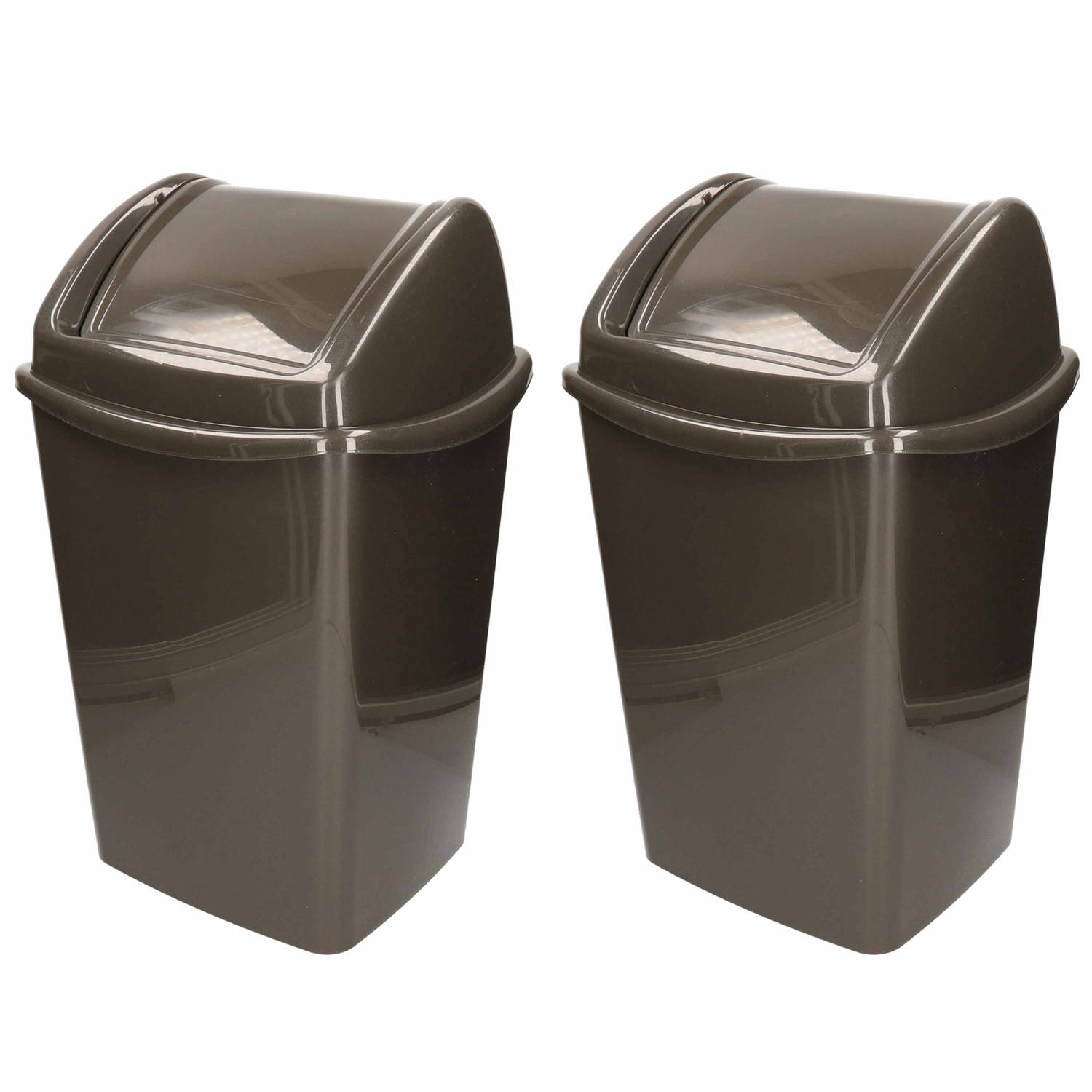 2x Zwarte vuilnisbakken/prullenbakken 25 liter 53 cm - Prullenbakken