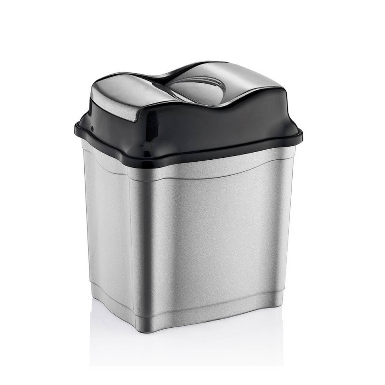 Zilver-zwarte Afvalemmer-vuilnisbak Met Deksel 9 Liter Prullenbakken