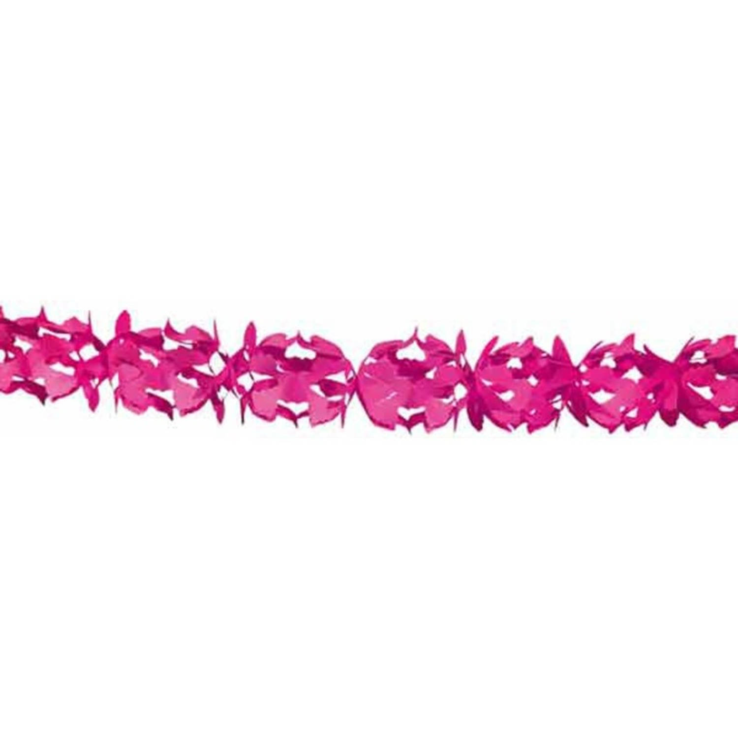Roze verjaardag harmonica feestslinger van 6 meter - Feestslingers