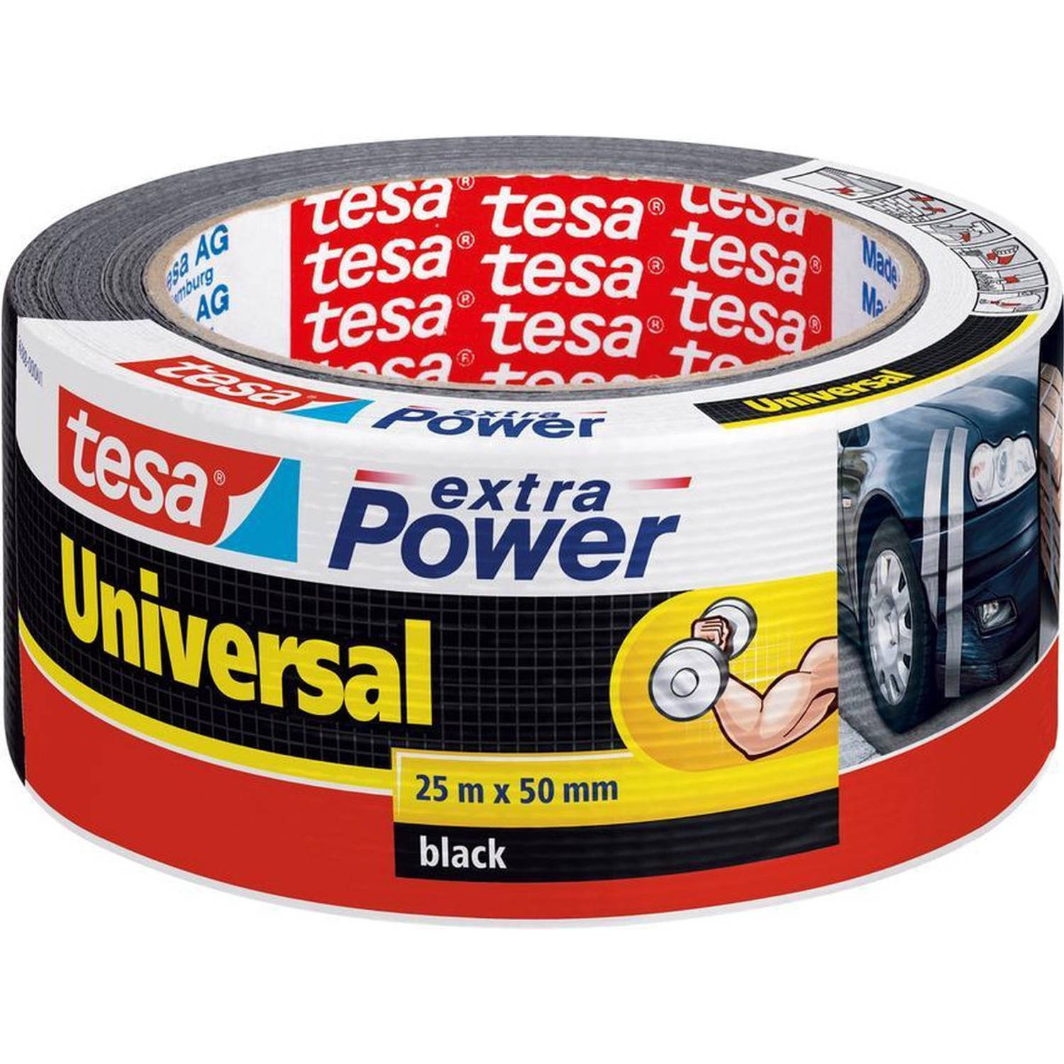 3x Tesa ducttape Extra Power universeel zwart 25 mtr x 5 cm - Tape (klussen)