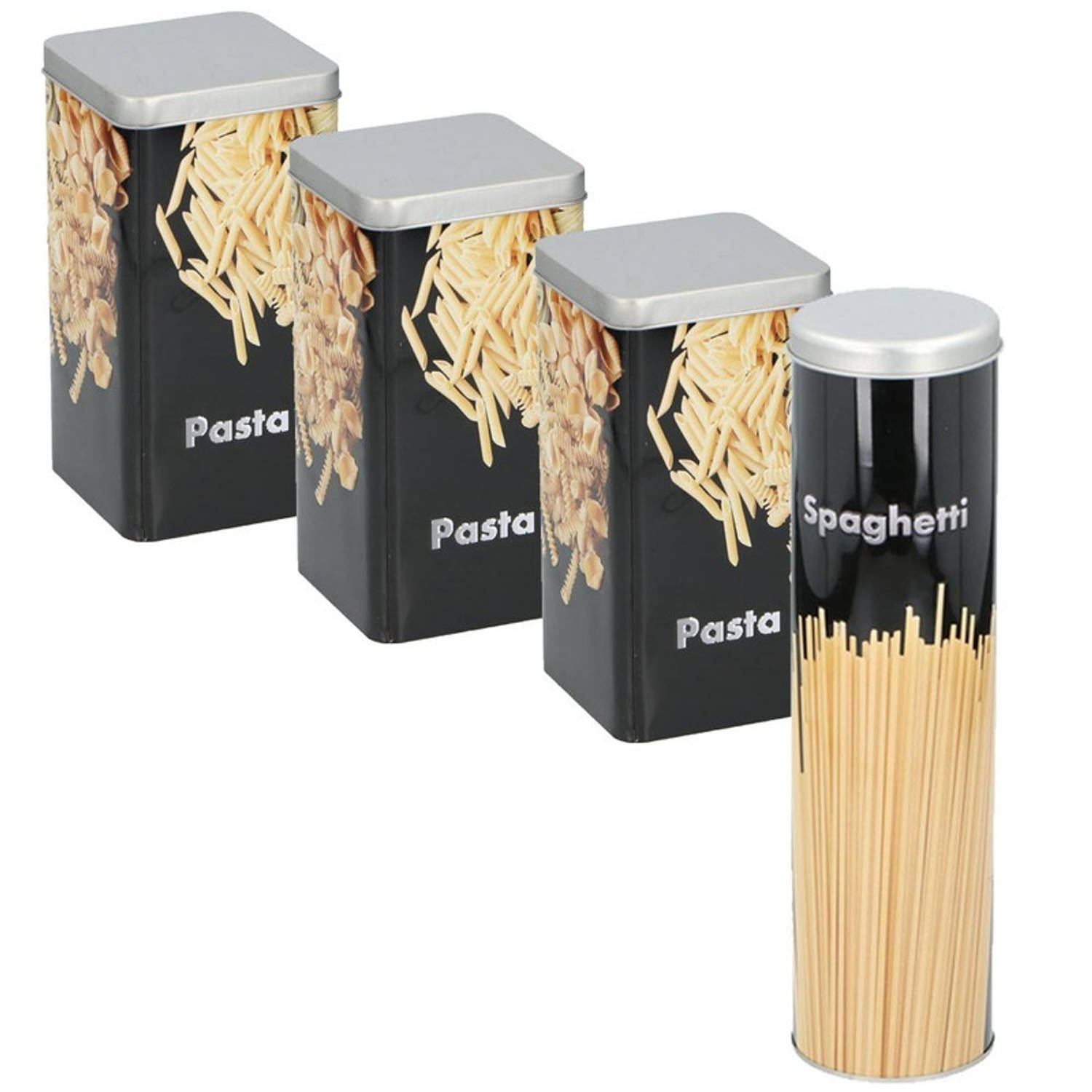Onderscheppen extreem Kruipen Set van 4 spaghetti/pasta vooraadblikken - Voorraadblikken | Blokker