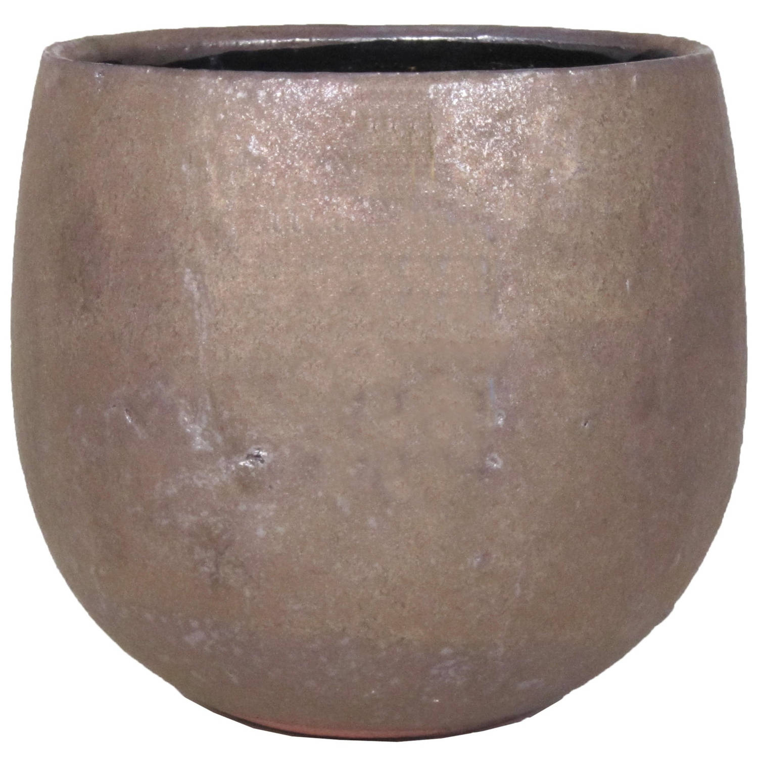 Bloempot/plantenpot schaal van keramiek glanzend brons kleur motief D15/13 cm en H12 cm - Plantenpotten