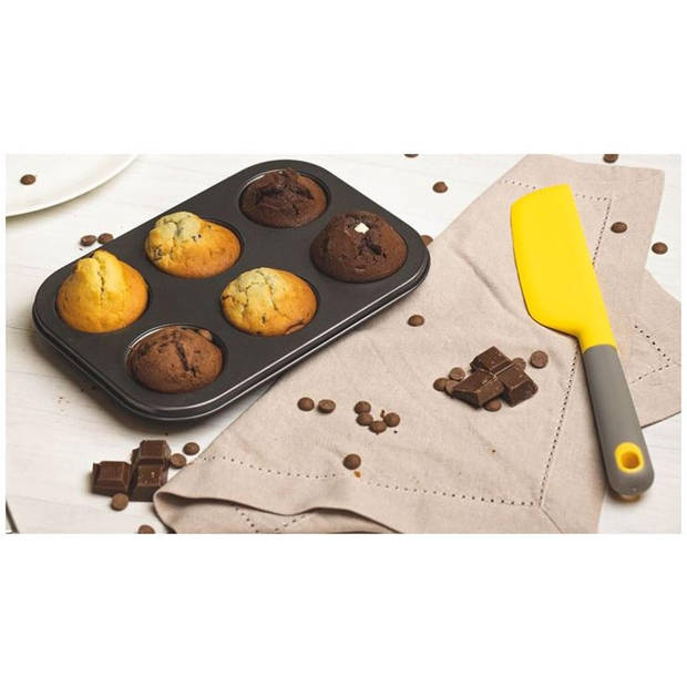 Platte bakvorm / bakplaat rechthoekig, 37cmx26x2cm Bakvorm Muffin 6 muffins 6x ø8,5cm