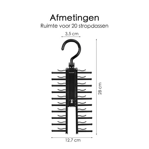 Stropdas Organizer - Voor 20 Stropdassen - Draaibaar - Zwart